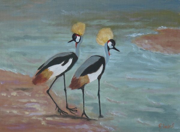 Long Legged Beauties of Tanzania, Oil painting by Elaine Davis